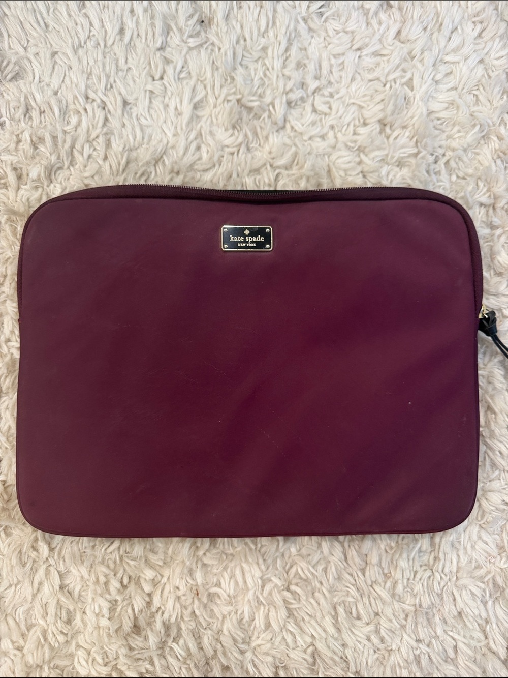 Kate Spade New York Burgundy Laptop Sleeve Case Gold Logo